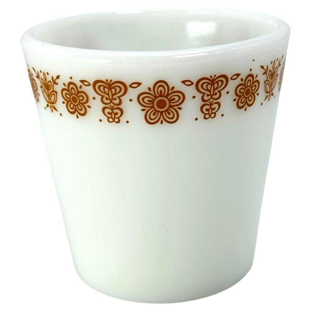 Two (2) Pyrex Coffee Mug Cup Corning NY USA MCM VTG Pattern Butterfly Gold - Picture 4 of 8